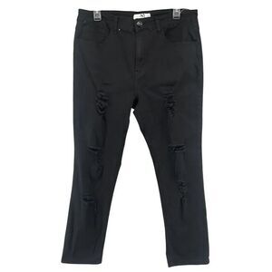 American Quality Denim Women’s Black High Rise Distressed Skinny Jeans Size 18